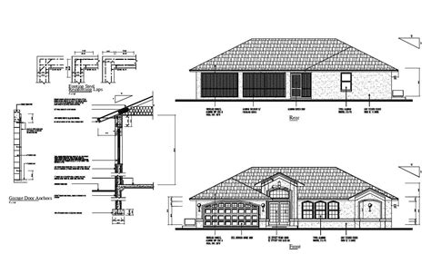 Small Roof House Elevation And Section Cad Drawing Details Dwg File