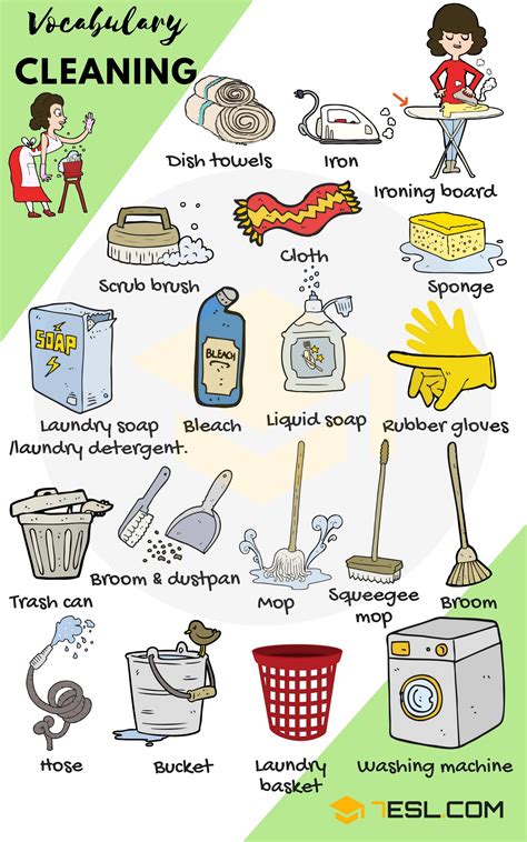 Cleaning Supplies List Of House Cleaning And Laundry Vocabulary • 7esl