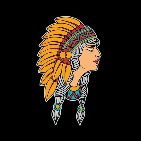 Native American Women Full Color Traditional Tattoo Design 12771816