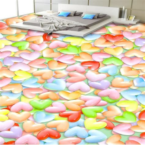 Buy Free Shipping Custom Colorful Love 3d Stereo Floor