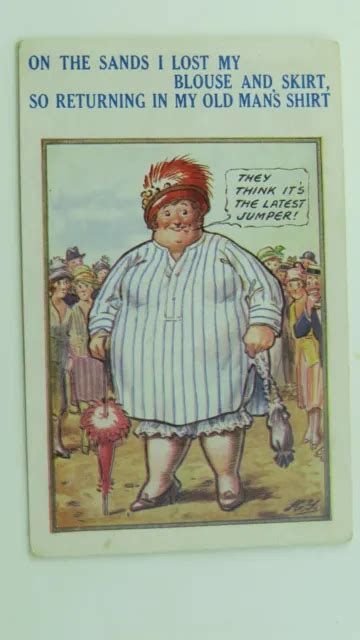 1920s Vintage Bamforth Comic Postcard Cross Dressing Fat Lady Knickers