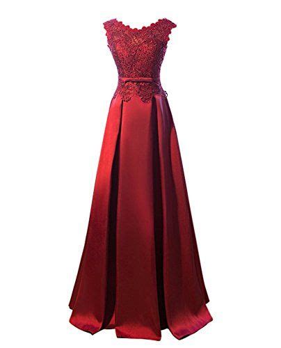 Drasawee Women Elegant Lace Beaded Prom Party Wedding Dressred Gown