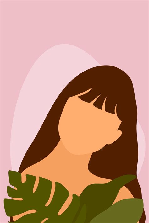 Teen Girl Face Abstract Minimalist Boho Portrait For Teenage Girl