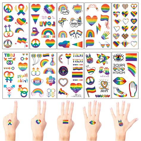 Buy 10 Sheets Rainbow Tattoos Gay Pride Temporary Tattoos Waterproof