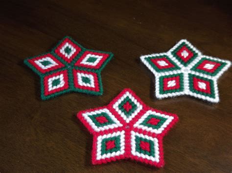 Sale Plastic Canvas Christmas Stars Set Of Three Your Choice Of