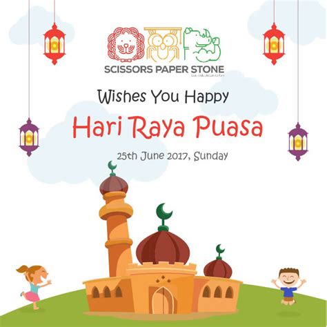 Scissors Paper Stone Wishes You Happy Hari Raya Puasa