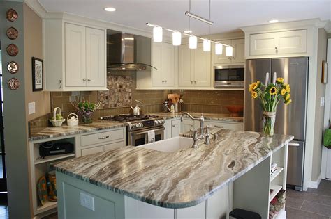 This Kitchen Features Brown Fantasy Leathered Quartzite Countertops