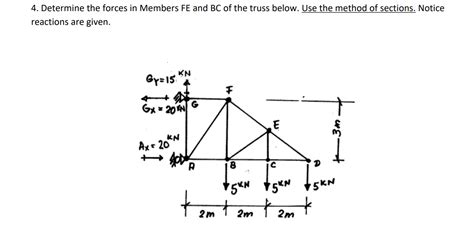 Solved 4 Determine The Forces In Members Fe And Bc Of The
