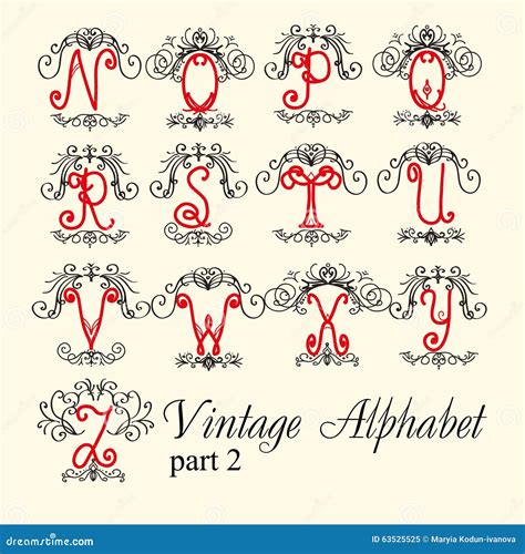 Vintage Alphabet Set Letters Part 2 Stock Vector Illustration Of