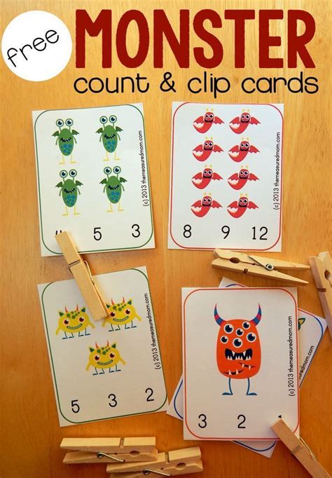 Monster Count And Clip Cards Preschool Counting Halloween Preschool