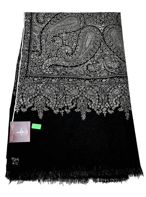 Black Pure Pashmina Shawlwrap With Allover Sozni Embroidery Etsy