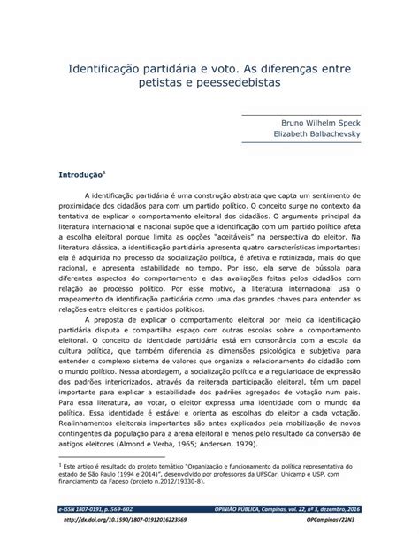 PDF Identificação partidária e voto As diferenças entre