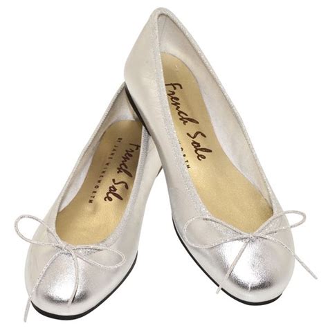 French Sole Harriet Silver Leather Flats As Seen On Olivia Palermo