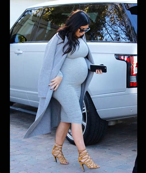 Heavily Pregnant Kim Kardashian Wears All Grey As She Films For Keeping Up With The Kardashians