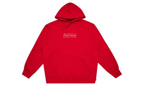 supreme kaws chalk logo hoodie ss 21 red stadium goods