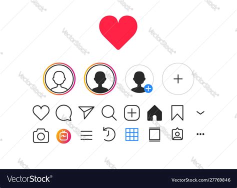 Set Social Media Icons For Instagram Royalty Free Vector