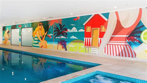 Indoor Pool Mural Palm Lake Resort Sin Design Branding
