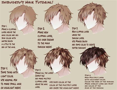 Hair Tutorial By Shibuidesu Digital Art Beginner Anime Hair Anime
