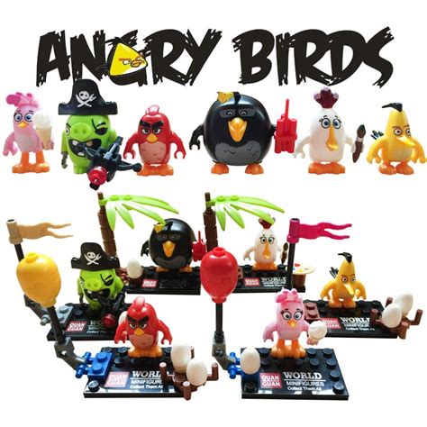 Angry Birds 6pc Mini Figures Building Blocks Minifigures Block Build Set