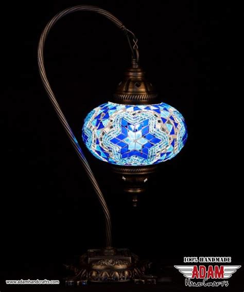 Swan Neck Mosaic Table Lamp Blue Model Large Mosaic Lamps