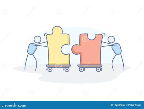 Teamwork Stick Figures Shows Working As Team Stock Image