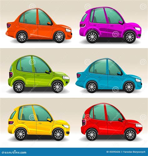 Colorful Cartoon Cars Vector Stock Vector Illustration Of Icons