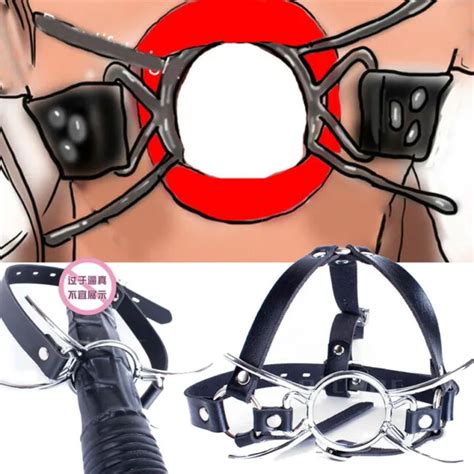 Bdsm Metal Spider Oral Open Mouth Gag With O Ring Pu Leather Belt Deep