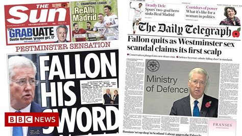 Newspaper Headlines Fallon First Scalp Of Commons Scandal Bbc News