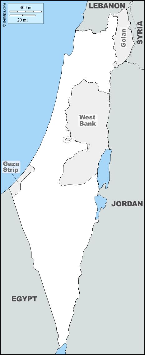 È stato utilizzato tra gli anni 1938 e 1965. Israele mappa gratuita, mappa muta gratuita, cartina muta ...