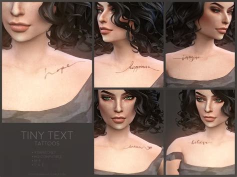 The Sims Resource Tiny Text Tattoos By Sugar Owl • Sims 4 Downloads