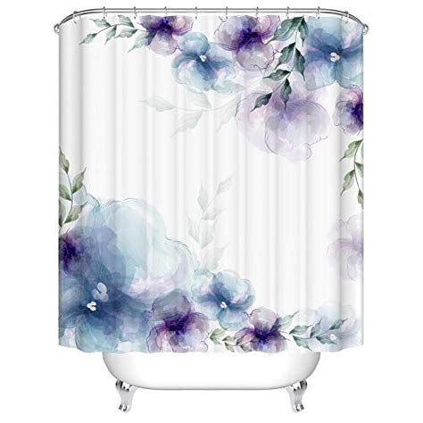Boyouth Blue And Purple Ink Paintings Pattern Digital Print Shower