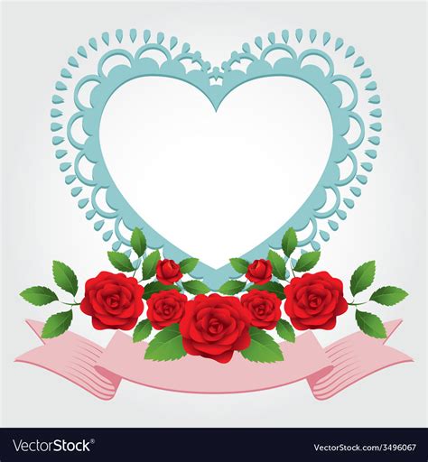 Red Roses Heart Shape Frame And Border Royalty Free Vector Image