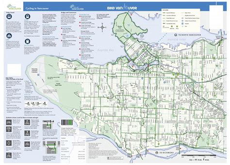 Vancouver Bike Map Vancouver Bike Lane Map British Columbia Canada