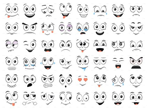 Cartoon Faces Set Vectors Graphicriver