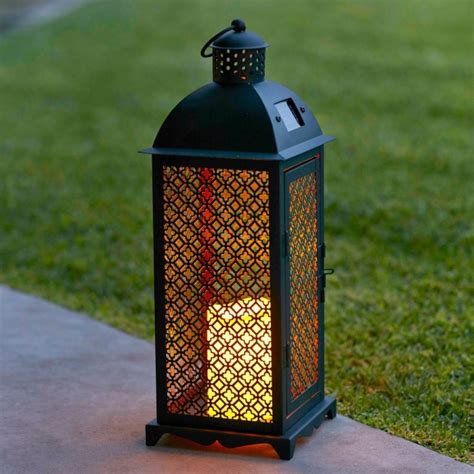 Moroccan Solar Powered Led Garden Flameless Candle Lantern Fresh