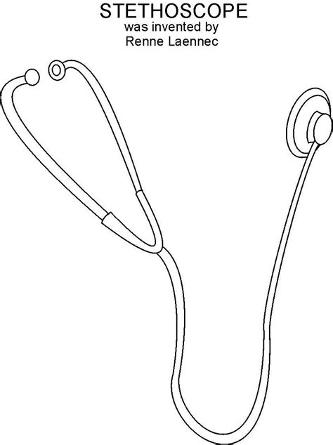 Stethoscope Pattern Printable Outline Template Nurse Drawing Stencils