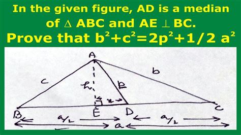 in given figure ad is a median of triangle abc and ae is perpendicular to bc prove that b 2 c
