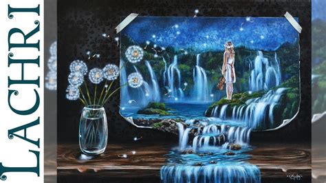 Surreal Waterfall Landscape In Acrylic Lachri Speed Painting Youtube