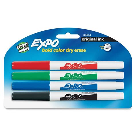 Expo Original Dry Erase Markers Fine Tip Assorted Colors Pack Of 4