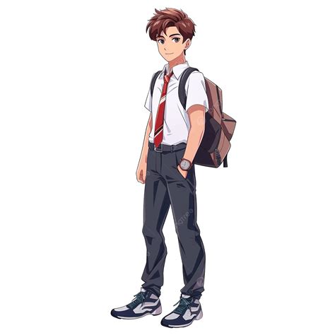 Character High School Student In School Uniform, Uniform, Student