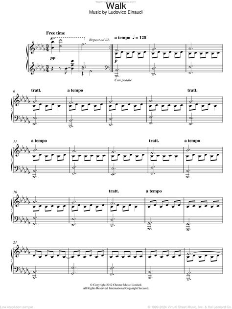 Einaudi Walk Sheet Music For Piano Solo