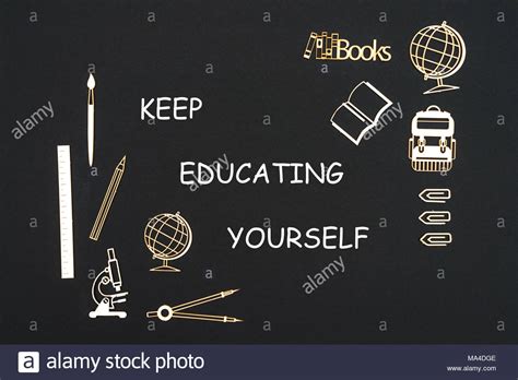 School Supplies Chipboard Miniatures Placed On Blackboard With Text