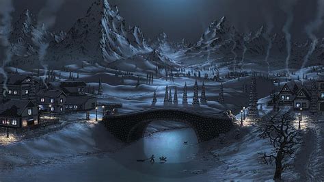 Hd Wallpaper Winter Snow Town Mountains Hd Digitalartwork
