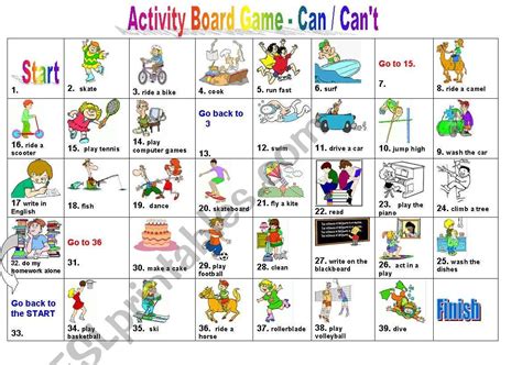 Can Can´t Boardgame Esl Worksheet By Petili English Games For