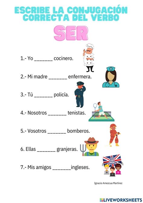 Conjugaci N Verbo Ser Interactive Worksheet Spanish Language Learning Spanish Spanish Class