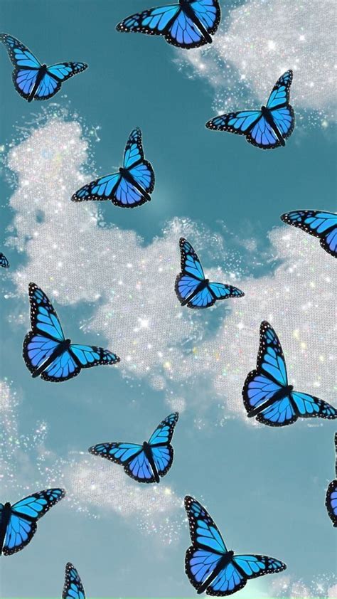 Aesthetic Blue Butterflys Blue Butterfly Wallpaper Butterfly