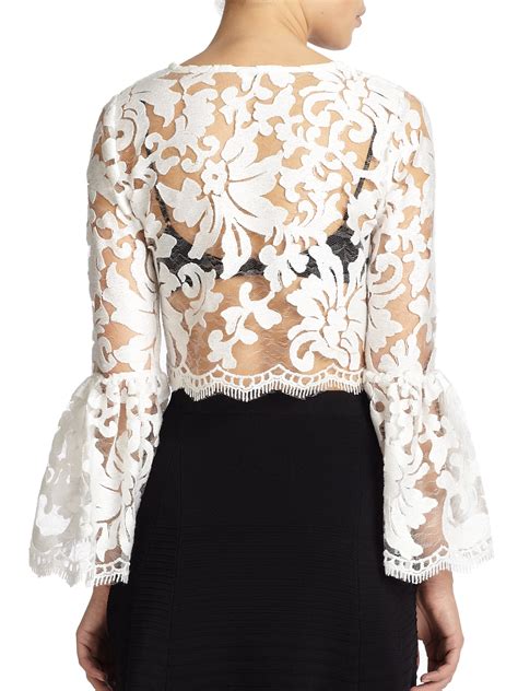 Lyst Alexis Vito Sheer Lace Bell Sleeve Blouse In White