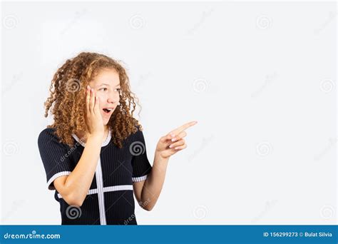 Shocked Young Girl Pointing Stock Image Image Of Opened Amazed