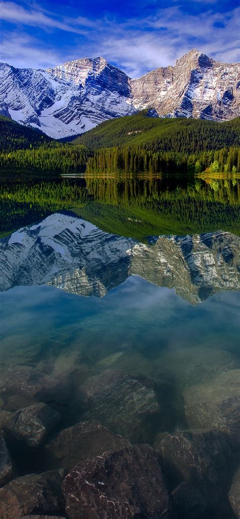 Wallpaper Mountain Lake Snow Trees Water Reflection Nature
