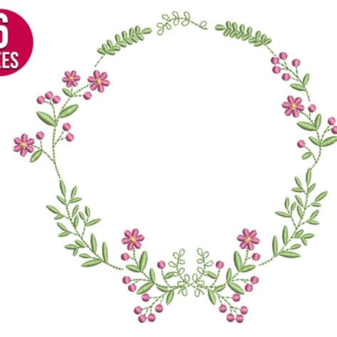 Flower Circle Border Embroidery Design Machine Embroidery Etsy